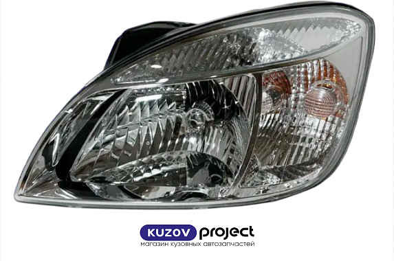 Фара левая хром c механическим корректором Kia Rio 2005-2011 (Китай)