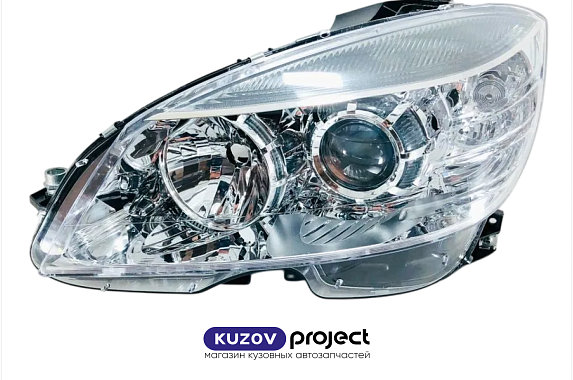 Фара левая галоген с электрическим корректором Mercedes Benz W204 2007-2010 (DEPO)